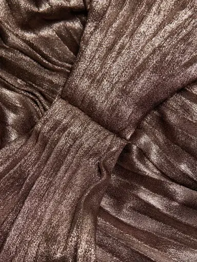 Acler Women's Palms Pleated Satin Midi-Dress - Coffee Metallic | Thumbnail 7 Acler Women's Palms Pleated Satin Midi-Dress - Coffee Metallic | Thumbnail 7