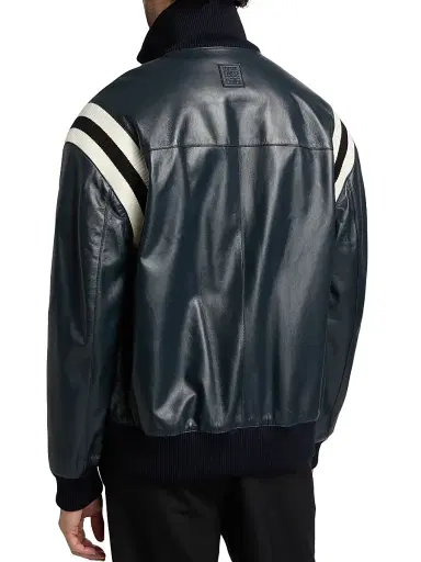 Loewe Men's Mixed-Media Leather Bomber Jacket - Dark Navy - Size 40 | Thumbnail 5 Loewe Men's Mixed-Media Leather Bomber Jacket - Dark Navy - Size 40 | Thumbnail 5