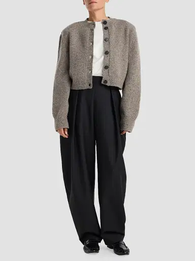 RÓHE Women's Mouliné Wool Cardigan - Dark Taupe Melange - Size 12 | Thumbnail 2 RÓHE Women's Mouliné Wool Cardigan - Dark Taupe Melange - Size 12 | Thumbnail 2