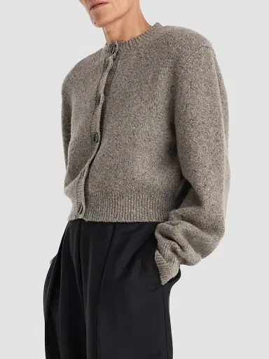 RÓHE Women's Mouliné Wool Cardigan - Dark Taupe Melange - Size 12 | Thumbnail 5 RÓHE Women's Mouliné Wool Cardigan - Dark Taupe Melange - Size 12 | Thumbnail 5