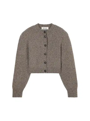 RÓHE Women's Mouliné Wool Cardigan - Dark Taupe Melange - Size 12 | Thumbnail 1 RÓHE Women's Mouliné Wool Cardigan - Dark Taupe Melange - Size 12 | Thumbnail 1