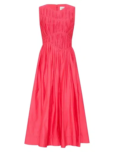 Aje Women's Sculptra Nya Gathered Midi Dress - Rouge Pink - Size 0 | Thumbnail 1 Aje Women's Sculptra Nya Gathered Midi Dress - Rouge Pink - Size 0 | Thumbnail 1