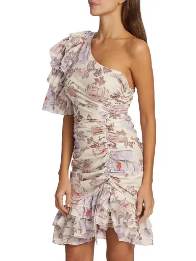 Magali Pascal Women's Desa Asymmetric Ruffled Cotton-Blend Minidress - Jasmine Light | Thumbnail 4 Magali Pascal Women's Desa Asymmetric Ruffled Cotton-Blend Minidress - Jasmine Light | Thumbnail 4