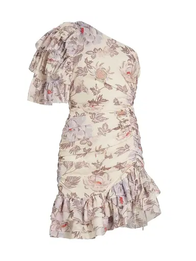Magali Pascal Women's Desa Asymmetric Ruffled Cotton-Blend Minidress - Jasmine Light | Thumbnail 1 Magali Pascal Women's Desa Asymmetric Ruffled Cotton-Blend Minidress - Jasmine Light | Thumbnail 1
