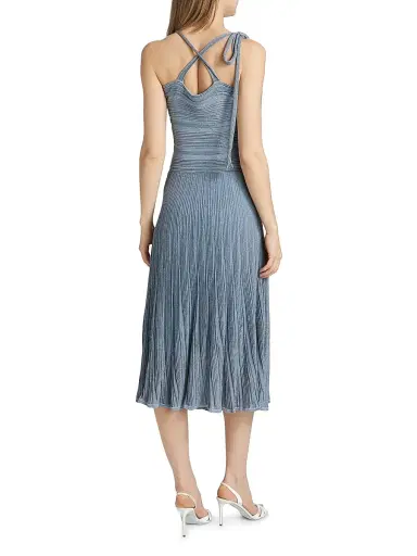 Zimmermann Women's Cascadian Ribbed Metallic Midi-Dress - Metallic Blue | Thumbnail 5 Zimmermann Women's Cascadian Ribbed Metallic Midi-Dress - Metallic Blue | Thumbnail 5