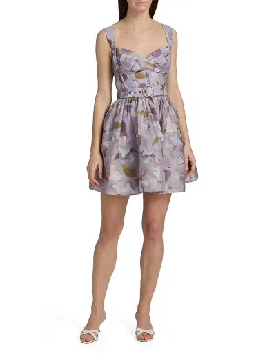 Zimmermann Women's Dawning Floral Linen-Silk Minidress - Lilac Pansy | Thumbnail 2 Zimmermann Women's Dawning Floral Linen-Silk Minidress - Lilac Pansy | Thumbnail 2