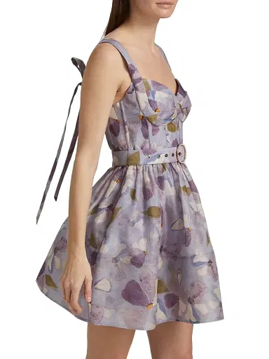 Zimmermann Women's Dawning Floral Linen-Silk Minidress - Lilac Pansy | Thumbnail 4 Zimmermann Women's Dawning Floral Linen-Silk Minidress - Lilac Pansy | Thumbnail 4