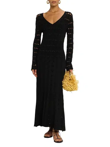 Zimmermann Women's Rhiannon Pointelle-Knit Maxi Dress - Black | Thumbnail 2 Zimmermann Women's Rhiannon Pointelle-Knit Maxi Dress - Black | Thumbnail 2