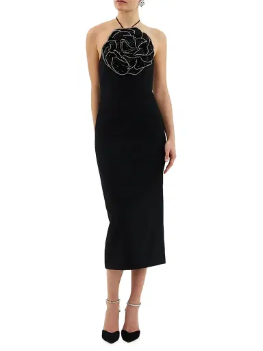 Rebecca Vallance Women's Eliana Floral Halterneck Midi-Dress - Black | Thumbnail 2 Rebecca Vallance Women's Eliana Floral Halterneck Midi-Dress - Black | Thumbnail 2
