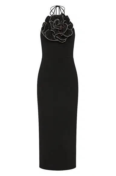 Rebecca Vallance Women's Eliana Floral Halterneck Midi-Dress - Black | Thumbnail 1 Rebecca Vallance Women's Eliana Floral Halterneck Midi-Dress - Black | Thumbnail 1