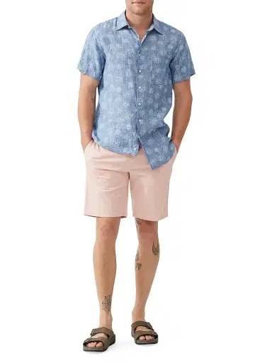Rodd & Gunn Men's Carleton Floral-Embroidered Linen Shirt - Chambray | Thumbnail 2 Rodd & Gunn Men's Carleton Floral-Embroidered Linen Shirt - Chambray | Thumbnail 2