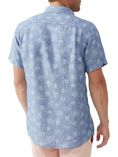 Rodd & Gunn Men's Carleton Floral-Embroidered Linen Shirt - Chambray | Thumbnail 4 Rodd & Gunn Men's Carleton Floral-Embroidered Linen Shirt - Chambray | Thumbnail 4