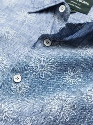 Rodd & Gunn Men's Carleton Floral-Embroidered Linen Shirt - Chambray | Thumbnail 5 Rodd & Gunn Men's Carleton Floral-Embroidered Linen Shirt - Chambray | Thumbnail 5