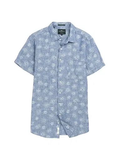 Rodd & Gunn Men's Carleton Floral-Embroidered Linen Shirt - Chambray | Thumbnail 1 Rodd & Gunn Men's Carleton Floral-Embroidered Linen Shirt - Chambray | Thumbnail 1
