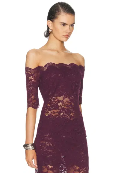Rabanne Off Shoulder Lace Top | Thumbnail 2 Rabanne Off Shoulder Lace Top | Thumbnail 2