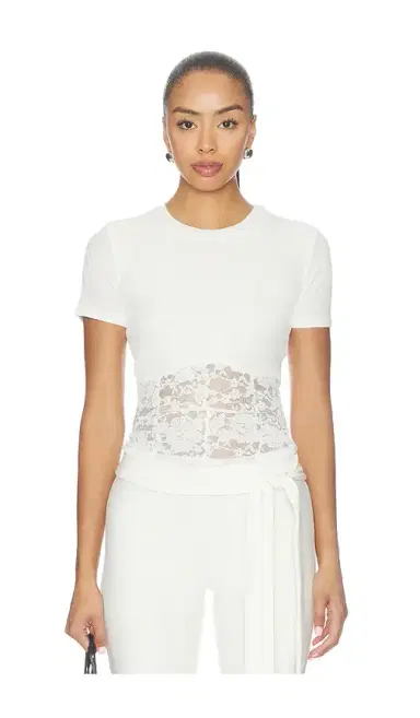 Michael Lauren Ember Rib Lace Shortsleeve Tee | Thumbnail 1 Michael Lauren Ember Rib Lace Shortsleeve Tee | Thumbnail 1