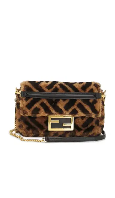 FWRD Renew Fendi Shearling Vitello Dolce Macro FF 1974 Mini Baguette Shoulder Bag | Thumbnail 1 FWRD Renew Fendi Shearling Vitello Dolce Macro FF 1974 Mini Baguette Shoulder Bag | Thumbnail 1