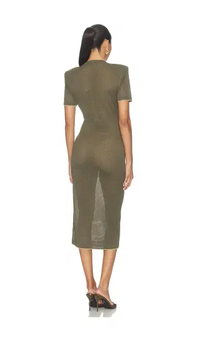 L'Agence Mel Short Sleeve Open Stitch Midi Dress | Thumbnail 3 L'Agence Mel Short Sleeve Open Stitch Midi Dress | Thumbnail 3
