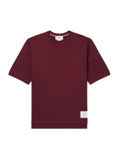 Thom Browne Logo-Appliquéd Striped Cotton-Jersey T-Shirt - Men | Thumbnail 1 Thom Browne Logo-Appliquéd Striped Cotton-Jersey T-Shirt - Men | Thumbnail 1