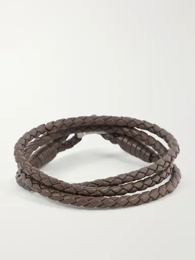 Tom Ford Woven Leather and Silver-Tone Wrap Bracelet - Men | Thumbnail 3 Tom Ford Woven Leather and Silver-Tone Wrap Bracelet - Men | Thumbnail 3