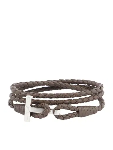 Tom Ford Woven Leather and Silver-Tone Wrap Bracelet - Men | Thumbnail 1 Tom Ford Woven Leather and Silver-Tone Wrap Bracelet - Men | Thumbnail 1