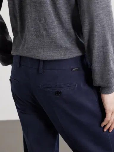 Tom Ford Tapered Cotton-Blend Twill Trousers - Men | Thumbnail 5 Tom Ford Tapered Cotton-Blend Twill Trousers - Men | Thumbnail 5