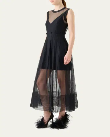 Akris Techno Tulle Fit-&-Flare Gown | Thumbnail 4 Akris Techno Tulle Fit-&-Flare Gown | Thumbnail 4