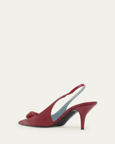 Valentino Garavani 75mm Coeur Royal Leather Slingback Pumps | Thumbnail 4 Valentino Garavani 75mm Coeur Royal Leather Slingback Pumps | Thumbnail 4