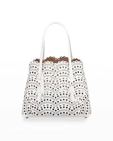 Alaïa Mina 25 Tote Bag in Vienne Wave Perforated Leather | Thumbnail 1 Alaïa Mina 25 Tote Bag in Vienne Wave Perforated Leather | Thumbnail 1