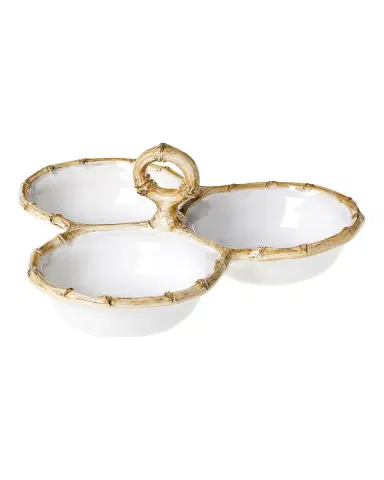 Juliska Bamboo 9" Triple Bowl Server - Natural | Thumbnail 2 Juliska Bamboo 9" Triple Bowl Server - Natural | Thumbnail 2