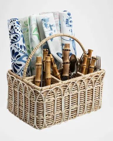 Juliska Provence Rattan Silverware Caddy - Whitewash | Thumbnail 4 Juliska Provence Rattan Silverware Caddy - Whitewash | Thumbnail 4