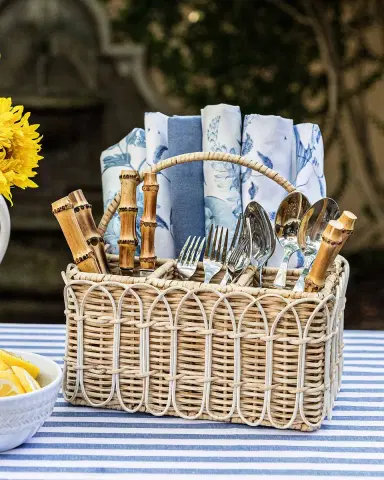Juliska Provence Rattan Silverware Caddy - Whitewash | Thumbnail 6 Juliska Provence Rattan Silverware Caddy - Whitewash | Thumbnail 6