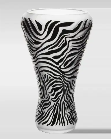Lalique Enameled Zebra Crystal Vase | Thumbnail 2 Lalique Enameled Zebra Crystal Vase | Thumbnail 2