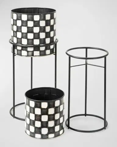 MacKenzie-Childs Check It Out Planters, Set of 2 | Thumbnail 2 MacKenzie-Childs Check It Out Planters, Set of 2 | Thumbnail 2