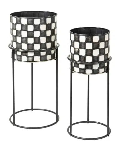MacKenzie-Childs Check It Out Planters, Set of 2 | Thumbnail 1 MacKenzie-Childs Check It Out Planters, Set of 2 | Thumbnail 1