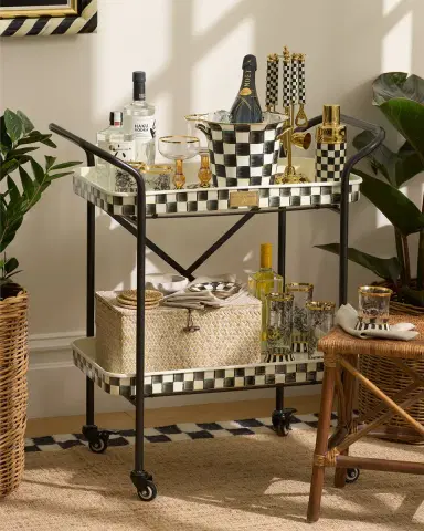 MacKenzie-Childs Courtly Check 2-Tier Kitchen Cart | Thumbnail 2 MacKenzie-Childs Courtly Check 2-Tier Kitchen Cart | Thumbnail 2