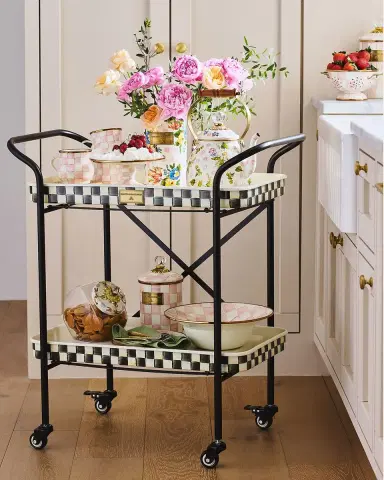 MacKenzie-Childs Courtly Check 2-Tier Kitchen Cart | Thumbnail 4 MacKenzie-Childs Courtly Check 2-Tier Kitchen Cart | Thumbnail 4