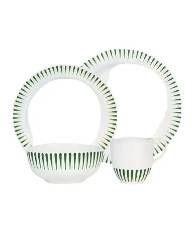 Juliska Sitio Stripe Basil 4-Piece Place Setting, Service for 1 | Thumbnail 1 Juliska Sitio Stripe Basil 4-Piece Place Setting, Service for 1 | Thumbnail 1
