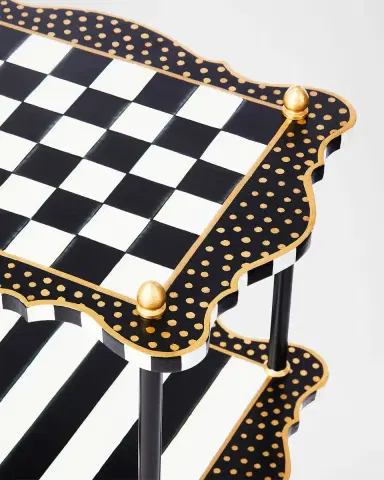 MacKenzie-Childs Black & White Check and Stripe 3-Tier Table | Thumbnail 2 MacKenzie-Childs Black & White Check and Stripe 3-Tier Table | Thumbnail 2