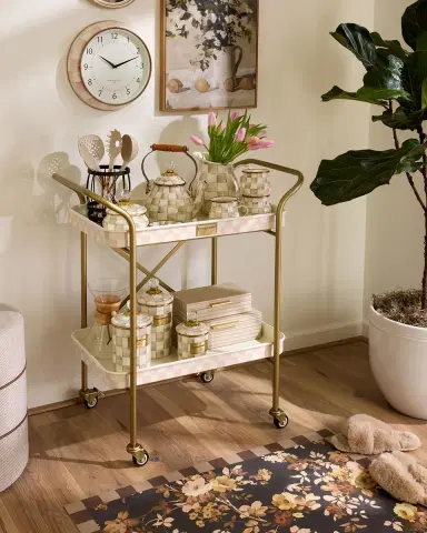 MacKenzie-Childs Rosy Check 2-Tier Kitchen Cart | Thumbnail 5 MacKenzie-Childs Rosy Check 2-Tier Kitchen Cart | Thumbnail 5