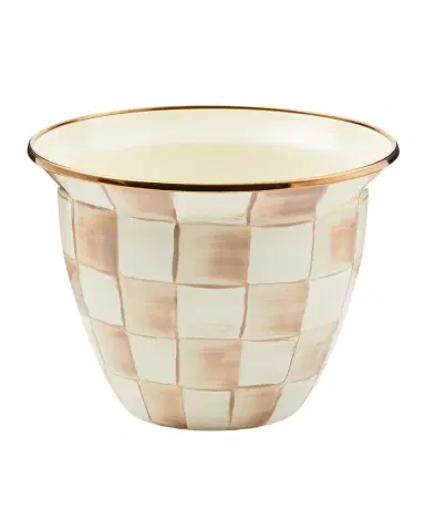 MacKenzie-Childs Mocha Check Large Flower Pot | Thumbnail 1 MacKenzie-Childs Mocha Check Large Flower Pot | Thumbnail 1