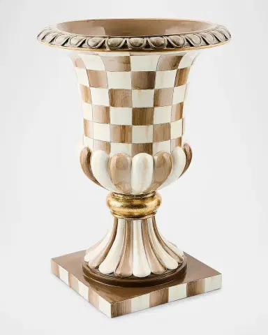 MacKenzie-Childs Mocha Check Tabletop Pedestal Urn | Thumbnail 2 MacKenzie-Childs Mocha Check Tabletop Pedestal Urn | Thumbnail 2
