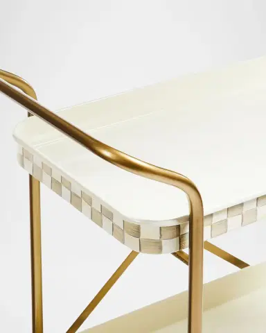 MacKenzie-Childs Mocha Check 2-Tier Kitchen Cart | Thumbnail 2 MacKenzie-Childs Mocha Check 2-Tier Kitchen Cart | Thumbnail 2