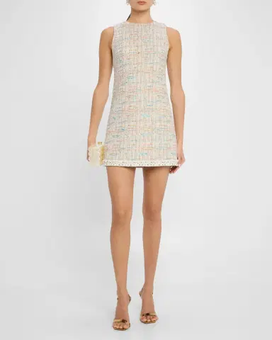 Alice + Olivia Clyde Tweed A-Line Shift Dress | Thumbnail 4 Alice + Olivia Clyde Tweed A-Line Shift Dress | Thumbnail 4