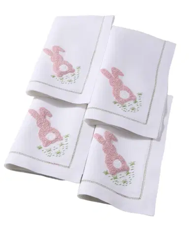 Deborah Rhodes Cottontail Embroidered Napkins, Set of 4 | Thumbnail 1 Deborah Rhodes Cottontail Embroidered Napkins, Set of 4 | Thumbnail 1