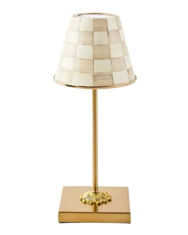 MacKenzie-Childs Mocha Check 13" Rechargeable LED Cafe Table Lamp | Thumbnail 1 MacKenzie-Childs Mocha Check 13" Rechargeable LED Cafe Table Lamp | Thumbnail 1