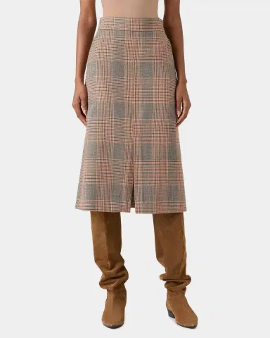 Akris punto Check Wool A-Line Midi Skirt | Thumbnail 4 Akris punto Check Wool A-Line Midi Skirt | Thumbnail 4
