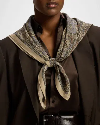 Ralph Lauren Collection Paisley Crepe de Chine Square Scarf | Thumbnail 3 Ralph Lauren Collection Paisley Crepe de Chine Square Scarf | Thumbnail 3