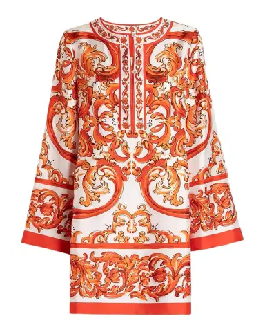 Dolce & Gabbana Majolica-Print Silk Twill Mini Kaftan Dress | Thumbnail 1 Dolce & Gabbana Majolica-Print Silk Twill Mini Kaftan Dress | Thumbnail 1