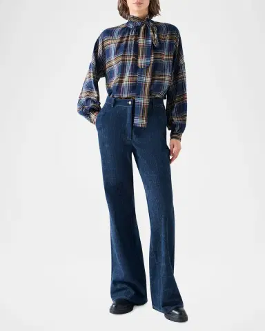 Akris punto Checked Wool-Blend Blouse | Thumbnail 2 Akris punto Checked Wool-Blend Blouse | Thumbnail 2
